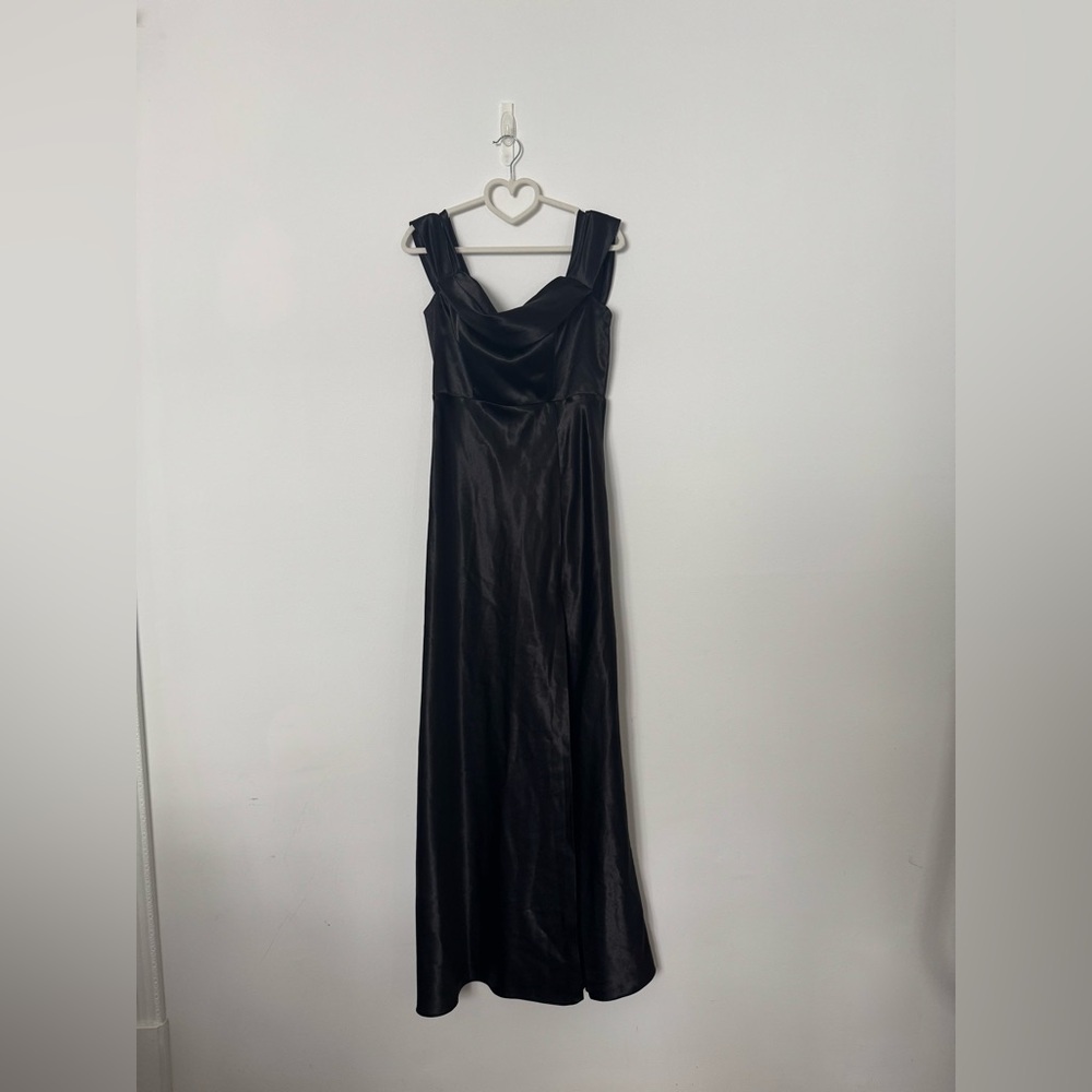 Birdy Grey Mia Black Satin Bridesmaid Dress Size M